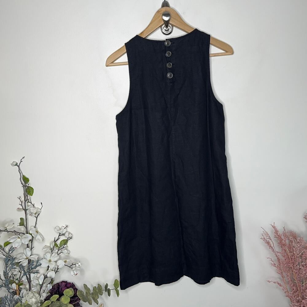 J. CREW Button Back Linen Shift Dress Black Sz S {3O14} - Picture 3 of 6